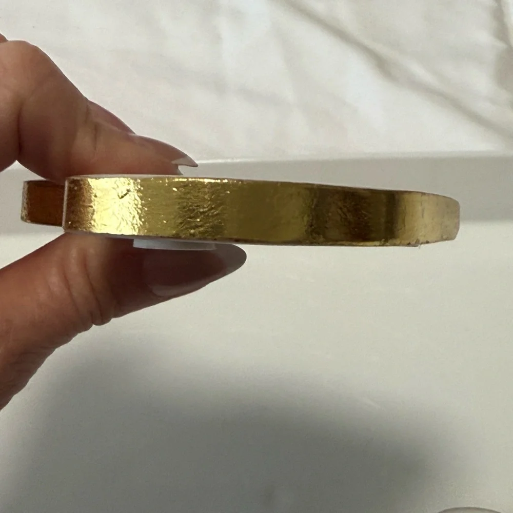 Heart-Shaped Marble Coasters with Gold Trim. (2)